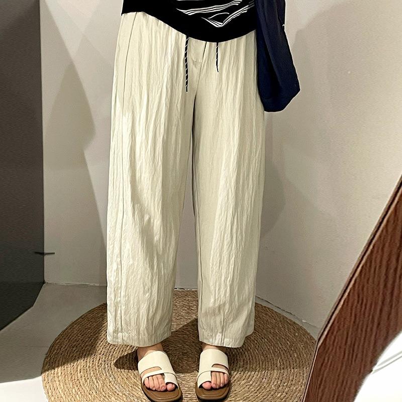 Women's High-waisted Casual Pants Versatile Nine-inch Pants Summer Loose Wide-leg Harem Pants