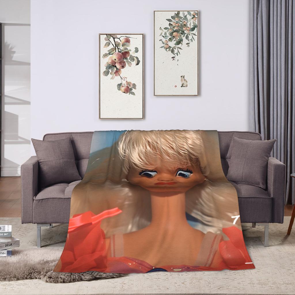 Funny Disgusting Doll Face Meme Hilarious Sarcastic Flannel Blanket Winter Soft Durable Throw Blanket for Child Home Decor