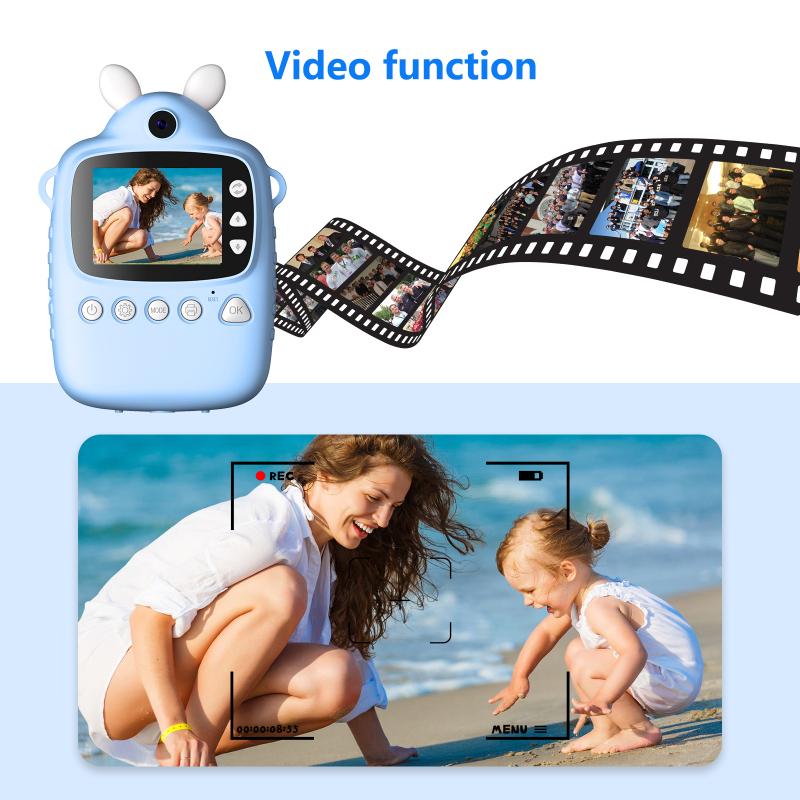 P1 Children Instant Camera Mp3 Printing Camera With Print Paper 2.4-inch HD Camcorder For Girls