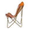 Morden Tan Brown Leather Butterfly Chair Folding Home Decor Chair for Living Room, Office, Bar Chair