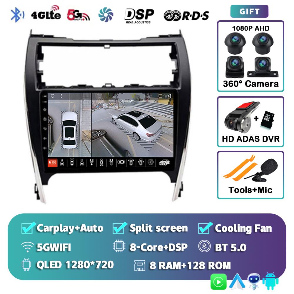 Android 14 Auto Carplay Car Radio For Toyota Camry 7 XV 50 55 US Version 2011 - 2017 Multimedia Player Stereo GPS DSP 2Din Audio