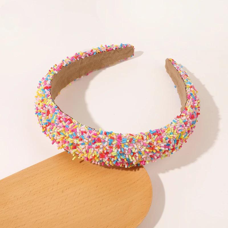 Colorful Candy Acrylic Headbands for Women Sweet Girl Birthday Gift Rainbow Candy Cream Color Hairbands Birthday Cake Headwears