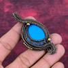 Sleeping Beauty Turquoise Gemstone Pendant Handmade Copper Wire Wrapped Pendant