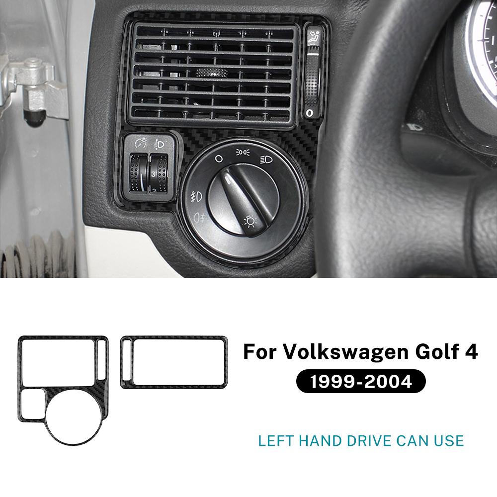For Volkswagen VW Golf 4 Jetta Bora MK4 R32 GTI 1999-2004 Car Dashboard Panel Air Condition Outlet Headlight Carbon Fiber Trim
