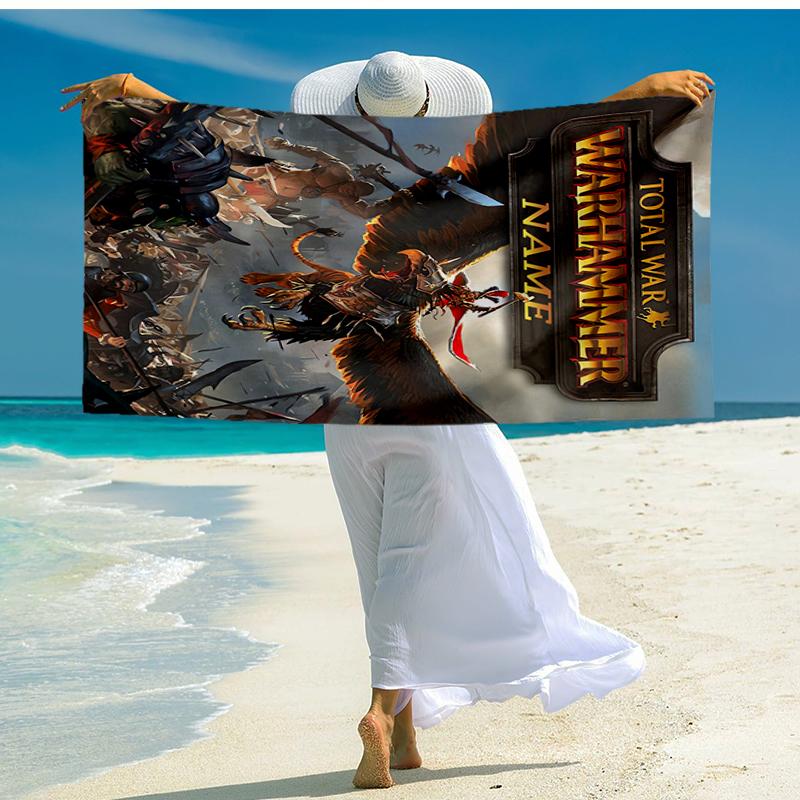Custom Name Ultra-Soft Beach Towel with Total War Theme,Ideal for Pool - Camping, Diving - Perfect Travel Essential, Vibrant Beach Towel.