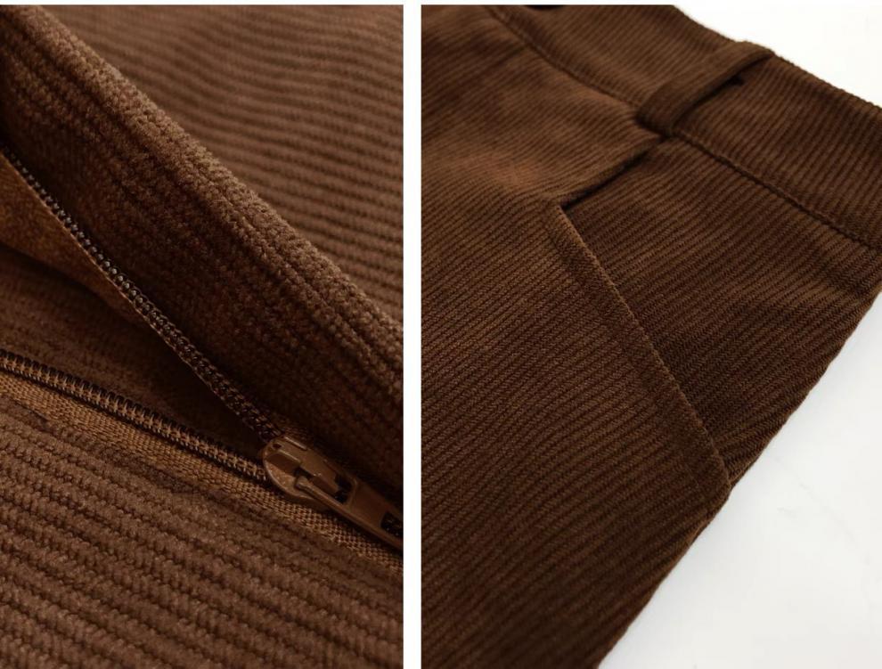 2024 Spring/Summer Retro Corduroy High-Waisted A-Line Midi Mini Hip Wrap Skirt for Women