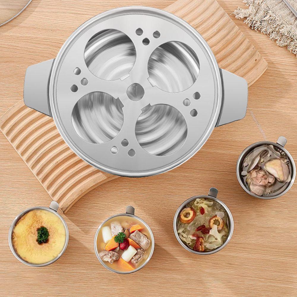 Stainless Steel Stewing Soup Pot with Egg Steamer Egg Cooker Multi-functional Egg Boiler Noodle