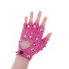 Stage Performance Leather Women Man Half-Finger Rivet Gloves Nightclub Dance Fashion Punk Hip-Hop Half Finger Mittens