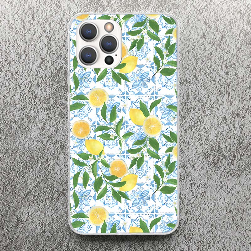 Summer Fruits Lemon Print Soft Case for iPhone 17 Air 16 16E 15 14 Plus 13 Mini 12 11 Pro Max Phone Shell SE 7 8 Pattern Cover F