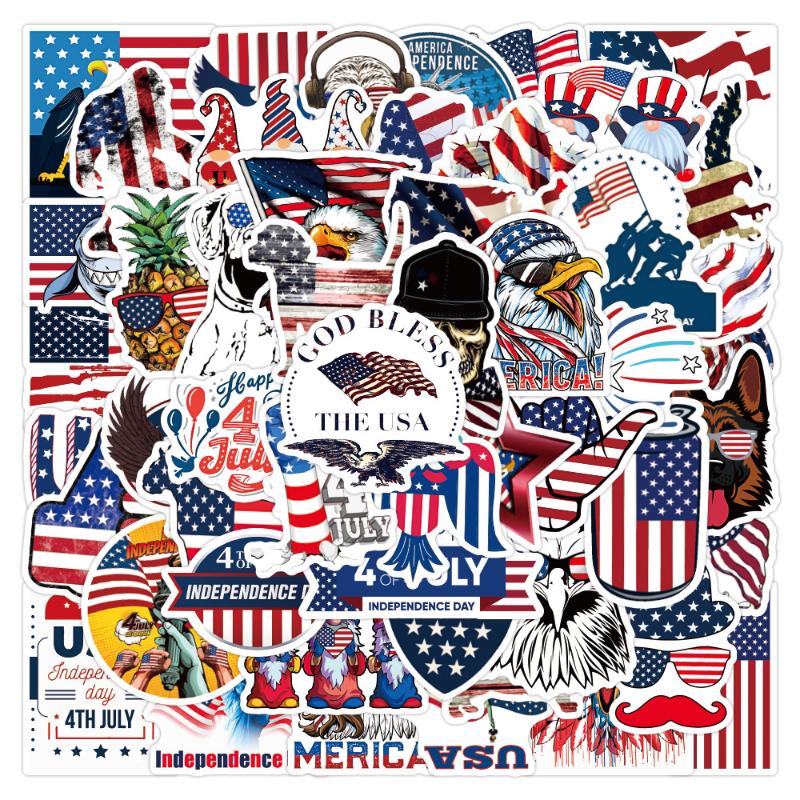 50Pcs United States 250Th Anniversary Cartoon Stickers Holiday Celebration Decoration Toys Laptop Guitar Bike Graffiti Decals