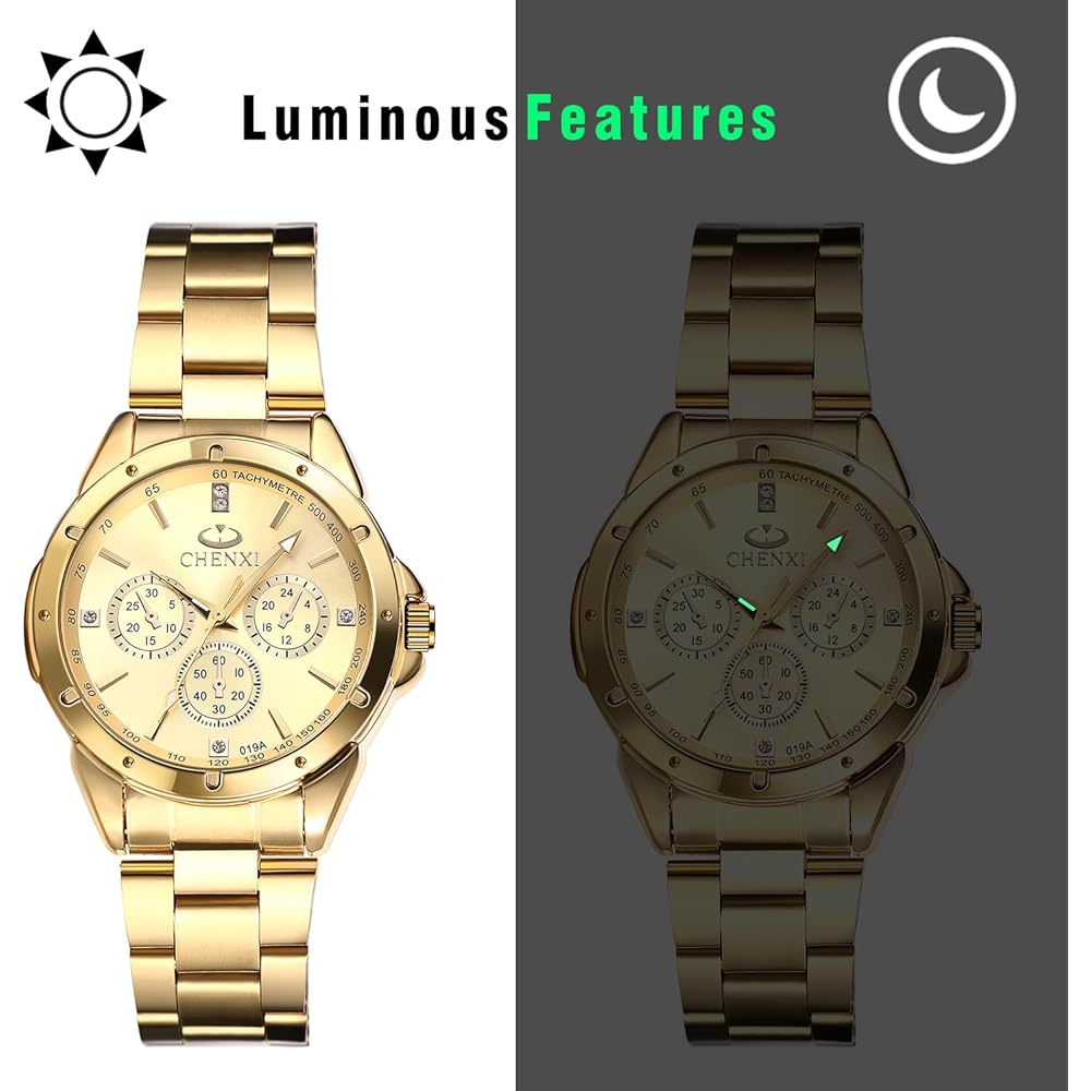 "Women's Stainless Steel Waterproof Analog Watch Gold Small Second Hand Fashion Accessory"