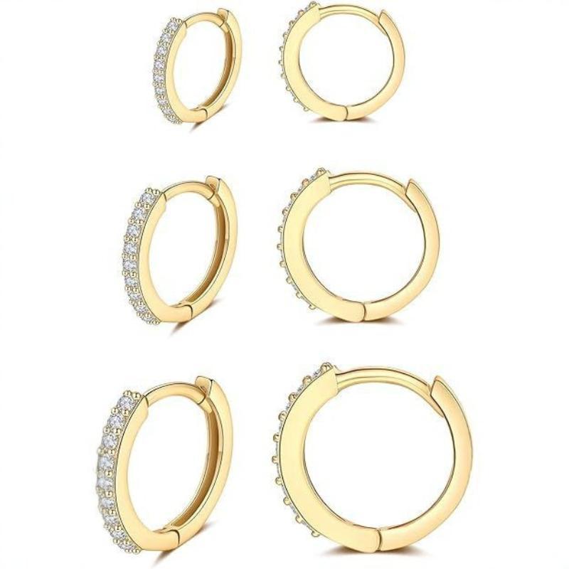 2 Stück/Paar Anlaufgeschützte Metall Zirkonia Creolen Ohrringe Gold Silber Farbe Huggie Knorpel Ohrring Piercing Schmuck