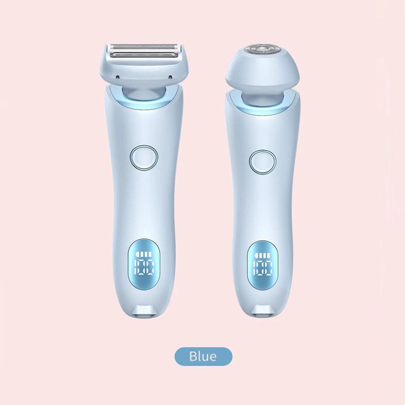 

Электробритва 2 в 1 для женщин, перезаряжаемый триммер для бикини и средство для удаления волос на лице, водонепроницаемая бритва IPX7 для ног, подмышек и тела синий