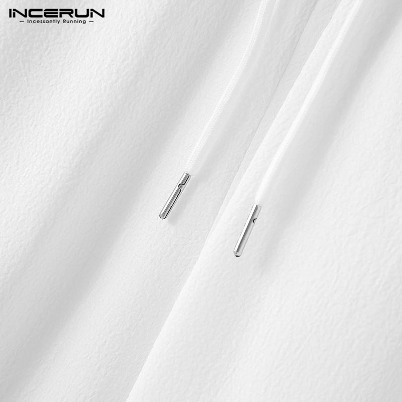 Men 2pcs Tops Incerun Suits And Drawstring Long Pants Loungewear