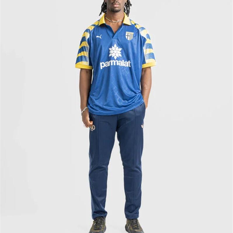 Puma X Parma Calcio Collaboration Outdoor Casual Sports Pullover Short Sleeve Football Shirt Unisex tops Blue 629943-46