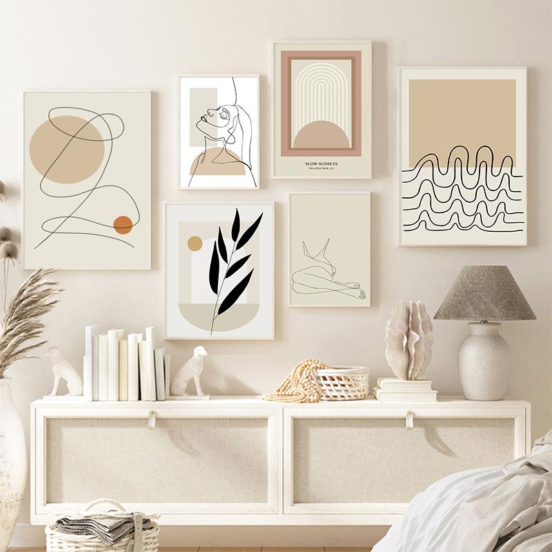 

Закат абстрактные линии настенное искусство лист женщина холст картины плакаты на скандинавскую тему и принты минималистичные картинки для декора гостиной