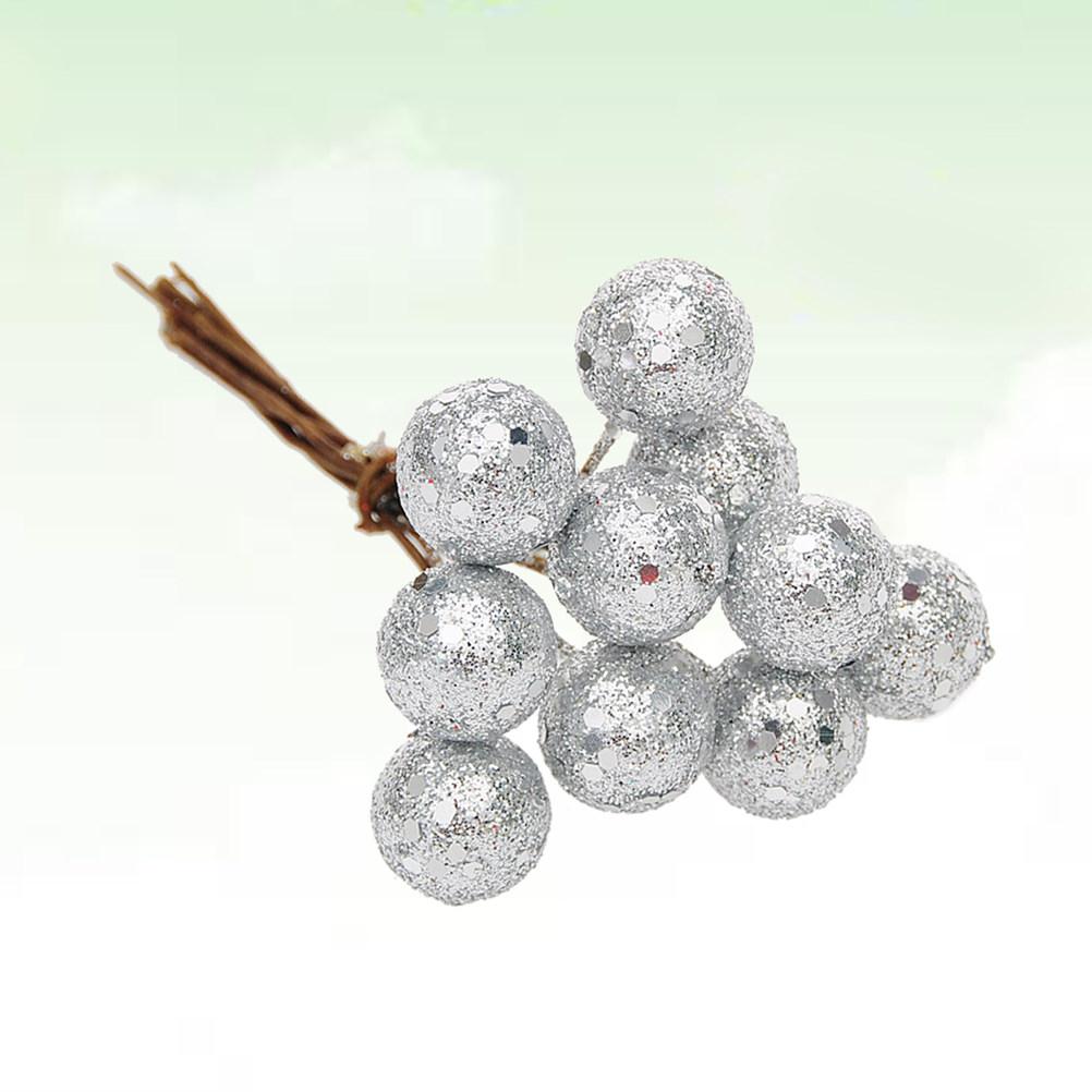 10Pcs 1.5cm Shiny Lifelike Artificial Berries Christmas Fruit Decor for Kitchen Counter Showcase Vase Bakery Display Party