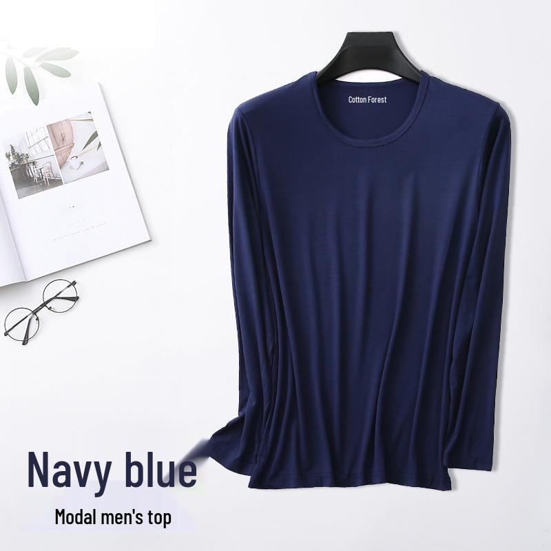 Men's Plus Size Modal Thermal Underwear: Thin, High-Elasticity Round Neck Shirt & Pants Set
