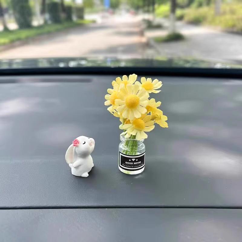 Car'S Mounted Bunny Smelling Floral Fragrance Healing Ornament Console Romantic Fantastic Auto Center Decoration Accessories