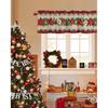 Kitchen Cafe Valance Curtain for Small Windows,Christmas Poinsettia Holly Berry Rod Pocket Short Blackout Curtains,Retro Linen Red Border Darkening