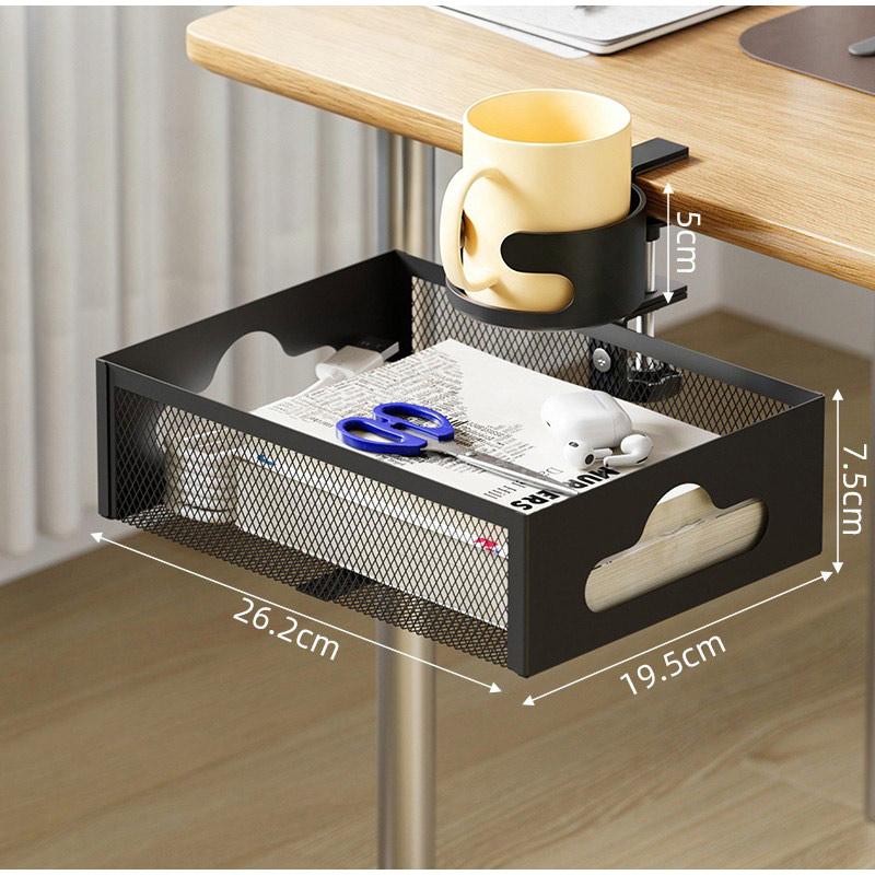 Under Desk Cable Management Tray No Drill Steel Wire Organizer Rack with Clamp Desk Cord Manage Tray for Home Office Computer