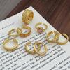 Heavy Industry Medieval Vintage Retro Light Luxury Gold Diamond-Encrusted Colored Treasure Zir*****Pen Ring High-End Ring