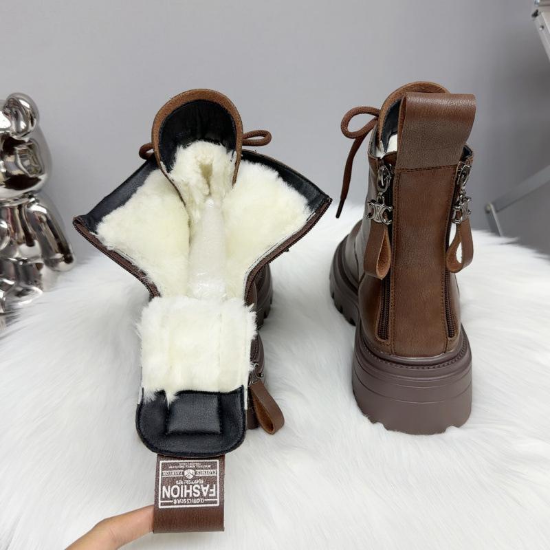 

Ботинки Мартина из чистой шерсти женские зимние 2025 холодостойкие высококачественные теплые увеличивающие рост короткие ботинки зимние ботинки нескользящие 40