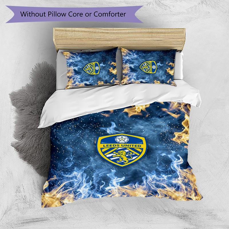 Juego de Ropa de Cama Estampado de Leeds United Football de 3 Piezas, Cómodo y Amigable con la Piel Juego de Funda Nórdica para Dormitorio