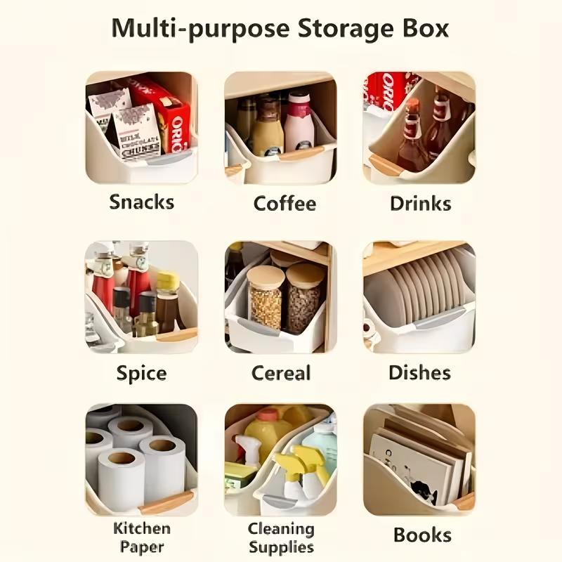 Curved Storage Box Heavy Duty Plastic Organizer Under Sink Cabinet Storage Bins for Kitchen Bathroom Cleaning Supplies Space Saving Container