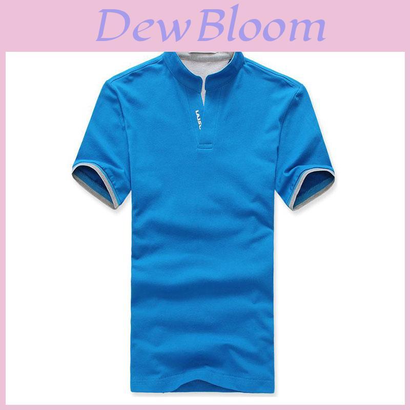 Mens Fashion V Neck Short Sleeve Cotton Polyester Polo Shirt In Multiple Colors For Stylish Summer Wear