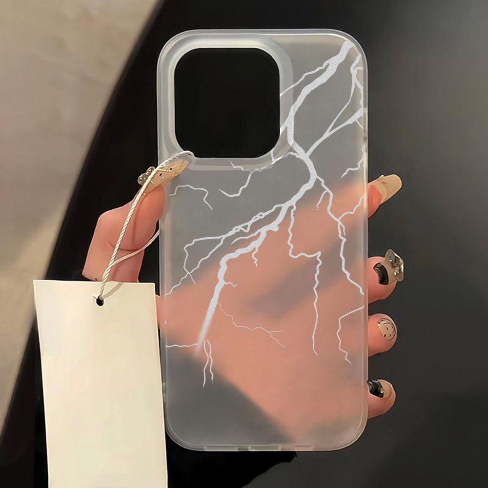 Creative Lightning for iPhone17promax Apple 16 Matte Large Hole Mobile Phone Case 15/14 Anti-drop 13