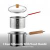 Saucepan with Glass Lid Heat-Resistant Milk Pan Wooden Handle Easy To Clean