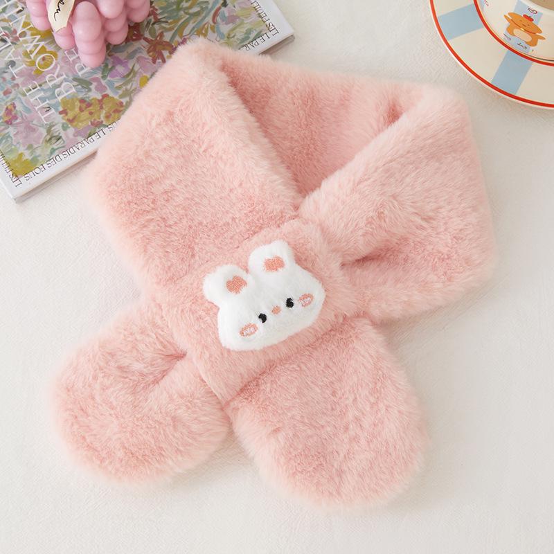 Autumn/Winter Heart Rabbit Children's Scarf - Cute Korean Style Warm Plush Baby Neck Warmer for Girls Cold Protection
