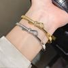 Silver Finish Zircon Butterfly Bangle Bracelet With Gold Plating For Elegant Occasions