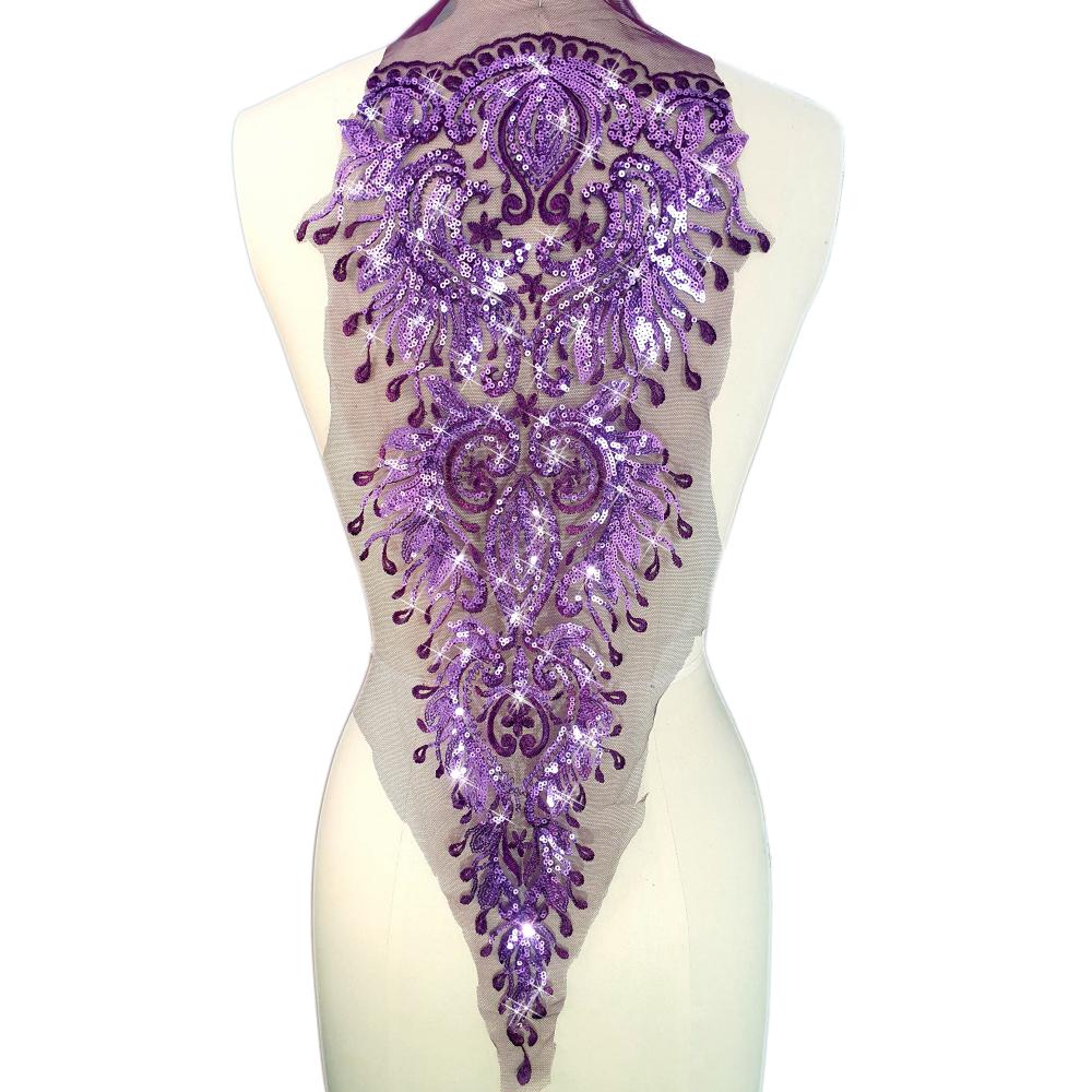 2 IN 1,Sequins Embroidery African Nigerian Fabric Diy Design Couture Clothes Costumes Patches Appliques For Sew On Wedding Dress