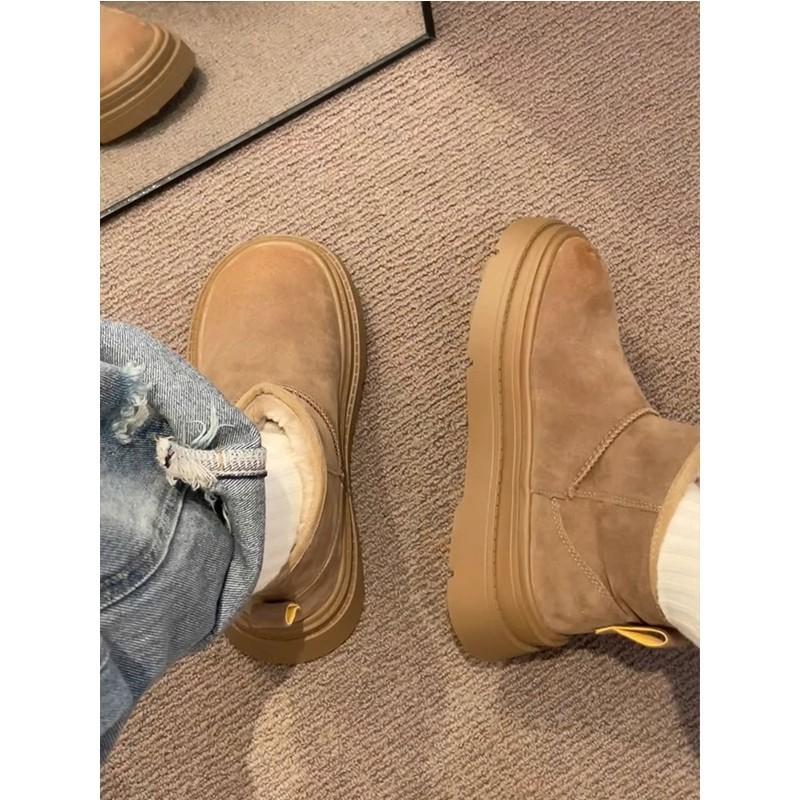 Winter Thick Soled Women's Snow Boots, Wide Toe Anti Slip and Warm Short Ankle Boots, Side Zipper Women's Boots Zapatos De Mujer