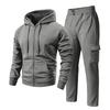 Men's Hoodie and Cargo Jogger Pants 2-Piece Set Casual Sportswear Suit for Outdoor Activities