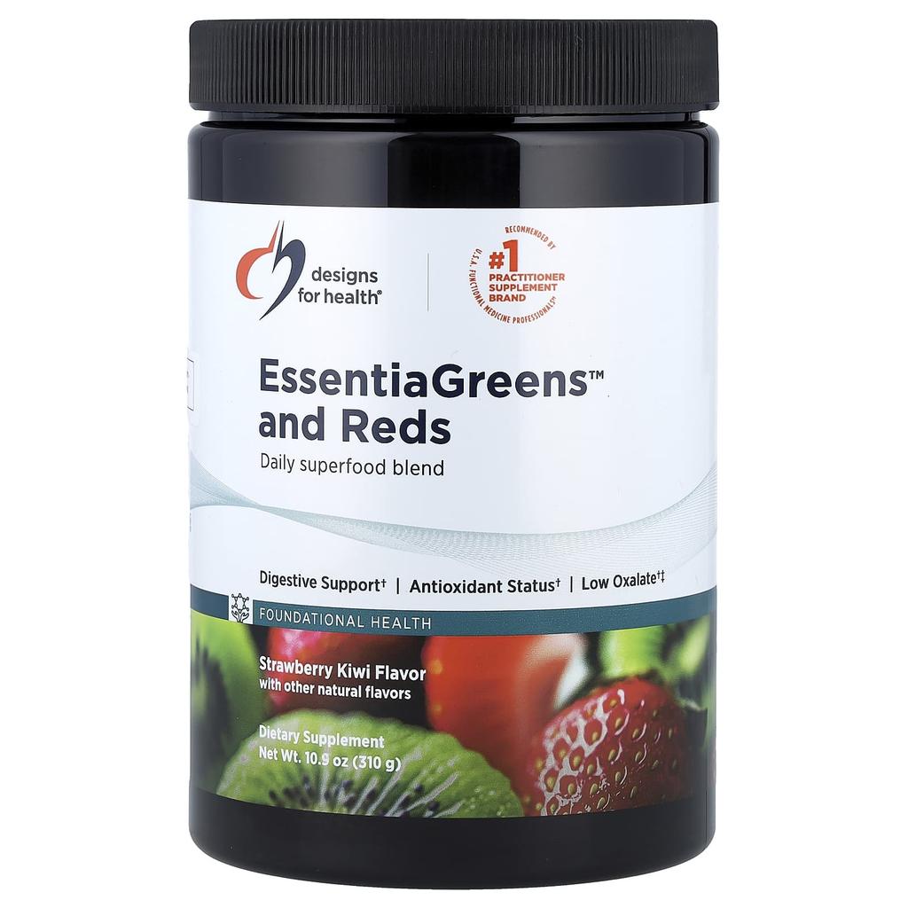 Designs For Health EssentiaGreens™ and Reds, Strawberry Kiwi, 310g (10.9oz)