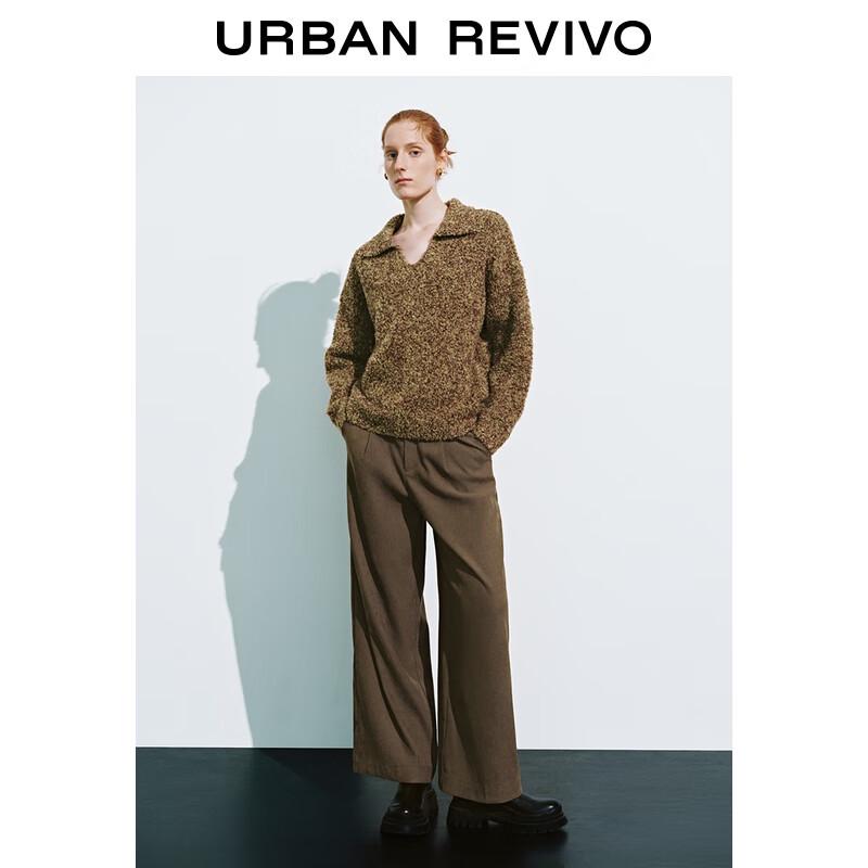 UR Women's Retro Half-Elastic High-Waist Wide-Leg Pants