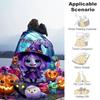 1PC Custom Name Halloween Night Adventure flannel blanket versatile,all-season throw suitable for the living room,bedroom,camping,travel,and gift