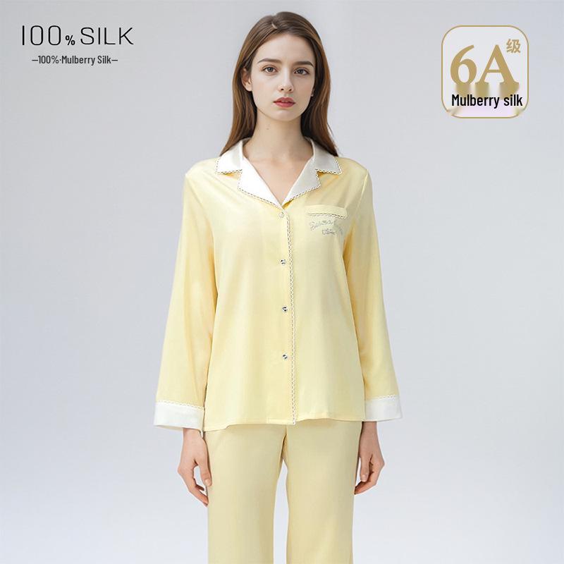 

2026 Spring/Summer Women s 19 Momme Silk Pajama Set - 100% Mulberry XL (120-135 jin)
