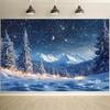 2D Winter Snow Forest Backdrop Starry Night Mountain Christmas Photography Background