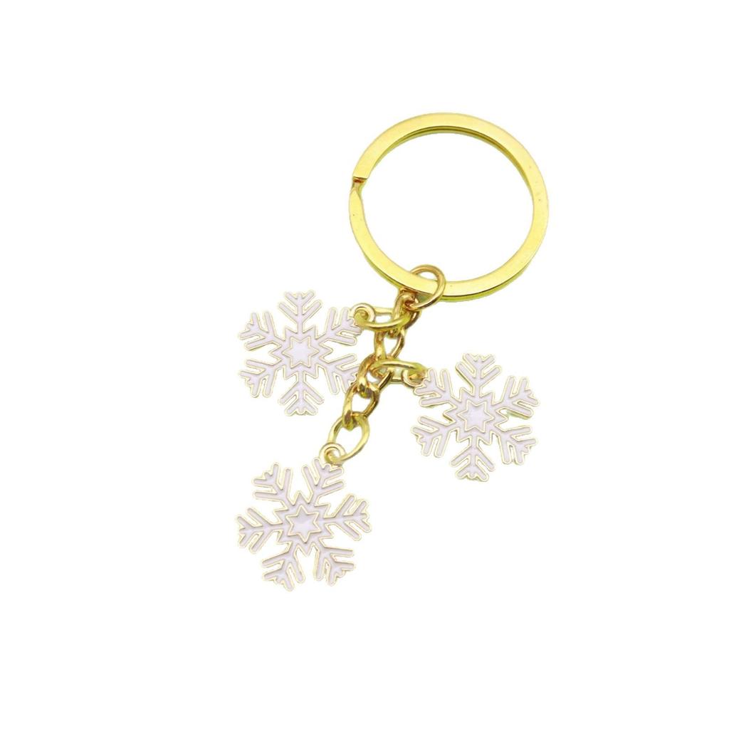 European & American Christmas Snowflake Keychain with Bell Pendant - Creative Alloy Ornament Gift