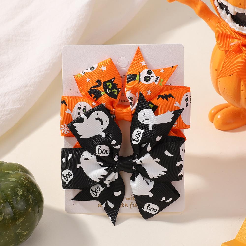 Popular Children'S Hair Accessories Set Accessories Halloween Ribbed Bow Hairpin Children'S Accessories 638