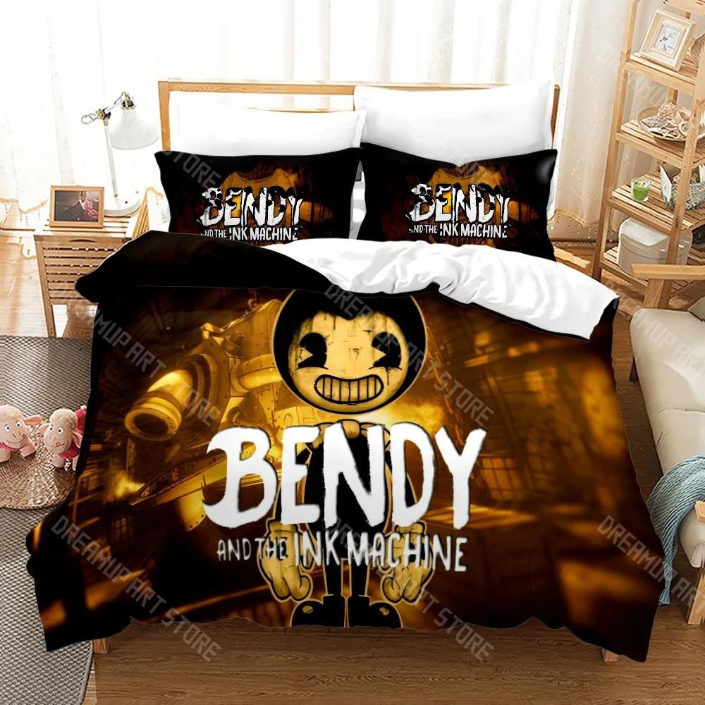 3D Print Anime BENDY Ink Machine Bedding Set Single Twin Full Queen King Size Kawaii Bed Set Adult Kid Bedroom Duvet cover Sets
