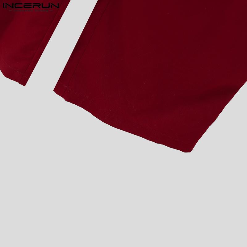 INCERUN Salopetă de bărbați, culoare uni, salopetă lungă harem, salopetă