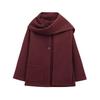 Kaslead New Arrival Women's Fashion Style Blended Scarf round Neck Long Sleeves Coat Outwear 2095141
