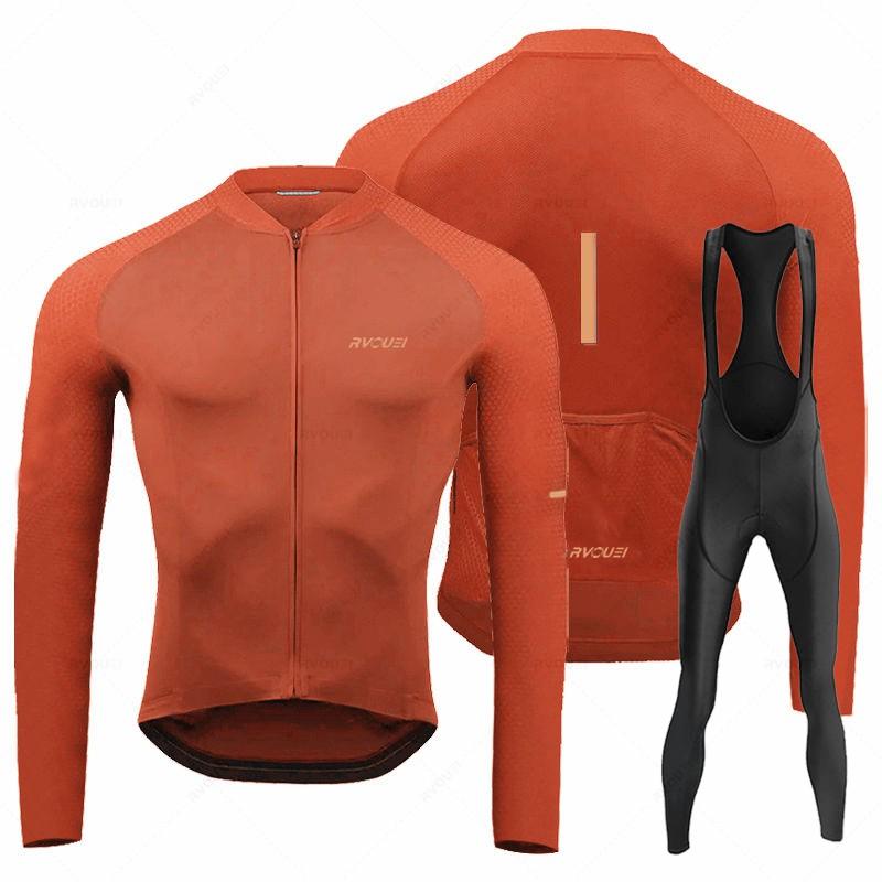 Herren Atmungsaktives Langarm Radtrikot Trägerhosen Set MTB Fahrradkleidung Maillot Ropa Ciclismo