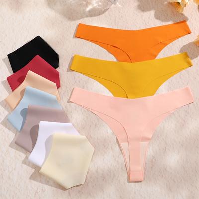 Kadınlar İçin Dikişsiz Külot Seksi İç Çamaşırı T-back Bikini Rahat G-string 10 Renk