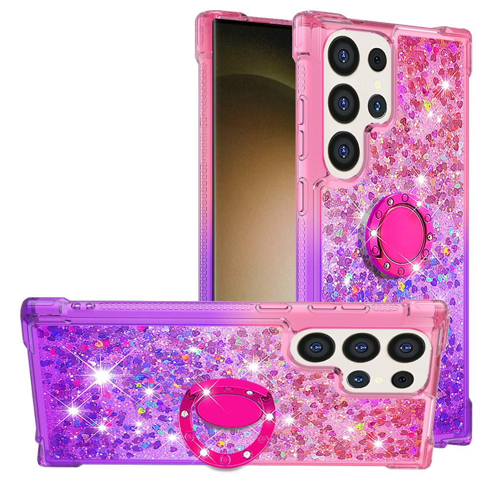 

Для Samsung Galaxy S25 Ultra чехол из ТПУ с подставкой, градиентный зыбучий песок, противоударная крышка Pink+Purple